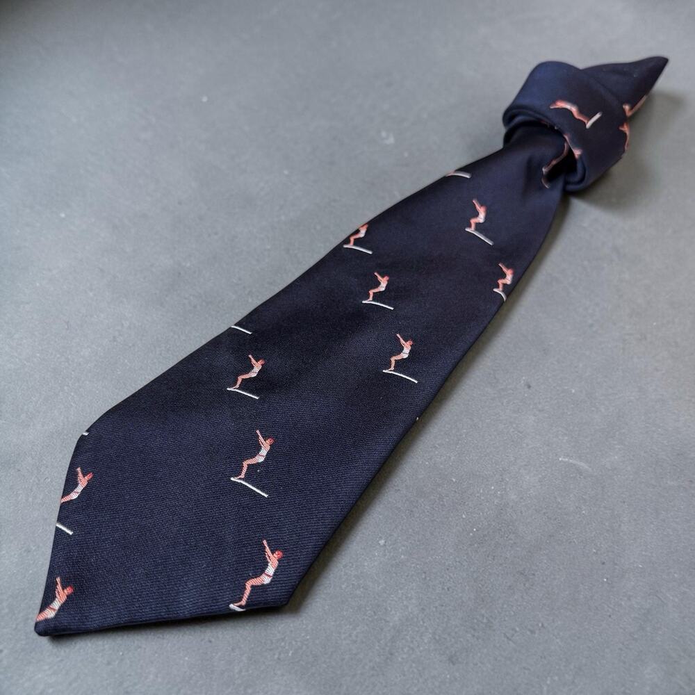 VTG Rivetz of Boston Neck Tie Mens Navy Sports Themed Spring Board Diver 57”